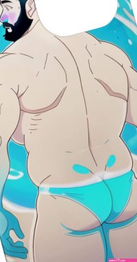 : iPhone 14 Sexy Bear Swimmer Daddy Muscular Chubby Water Man Bara Manga Case : Cell Phones Accessories
