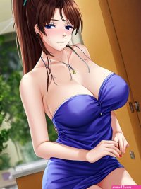Porn image of indoors anime cuckold brunette high ponytail woman sad created by AI