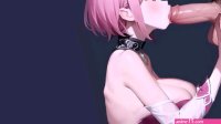 Sakura-Like Pink-Haired Anime Girl Gives Sloppy Deepthroat to Huge Hairy Cock