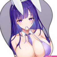Genshin Impact Raiden Shogun Bunny Girl Sexy Big Boobs Mouse Pad Gamer Anime Cute Wrist Rest 3D Oppai Silicone Gel Mat Mousepad