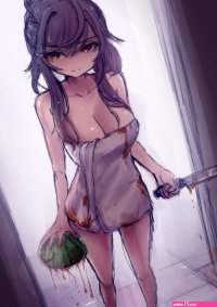 JSN on X: Watermelon. Anime Drawing Girl Illustration Boobs Breasts sexy cute Tits color