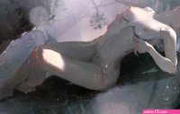 barefoot breasts cyberpunk 2077 cyberpunk: edgerunners dino dinoartforame lucy cyberpunk navel nipples nude rain reflection short hair sketch techgirl water white hair