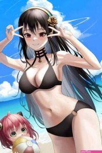 Yor and Anya enjoying the beach By aki SPYFAMILY free hentai porno xxx comics rule34 nude art at HentaiLib.net
