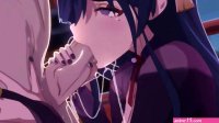 3D Anime Schoolgirl Raiden Giving Sloppy Head to Huge Cock Outdoors