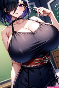 hair over one eye big boobs