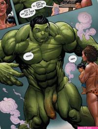 NSFW uncensored Avengers Infinity War comic cartoon porn art of Hulks monster cock hentai illustration.