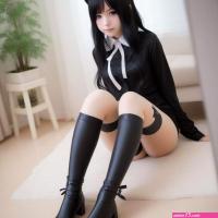 d1y on X: UnfilteredAINSFW-GEN-ANIME-v2 beautiful cat girl. silk stockings. black silk. oiliness. high boots. jk cosplay.