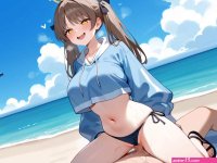Kazekura Moe Swimsuit Sex at the Beach