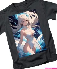 Body-positive elegant poster. Beautiful seductive anime girl. Nude sensual female anime character Kids T-Shirt by Mounir Khalfouf