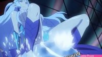 Naked anime girl is all tied up in ecchi anime fight