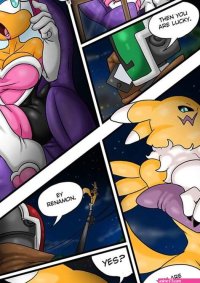 Rouge VS Capacity fitting Sonic Rub-down the Hedgehog Digimon