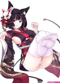 Animal ears Azur Lane cameltoe feet kimono thigh-highs Yamashiro Azur Lane HD phone wallpaper
