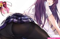 Anime girls cat girl panties long hair purple pink Playmat Gaming Mat Desk