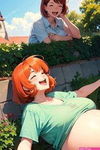 Anime Pregnant Huge Boobs 80s Age Laughing Face Ginger Bobcut Hair Style Light Skin Watercolor Church Side View Sleeping Teacher 3674686403425204337