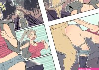 sueyuu original stand by me 1boy 1girl ass ass press blush breasts clothed sex clothes pull comic fat fat man hetero large breasts nipples outdoors railroad tracks rape sequential sex short shorts