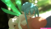 Anime fairy is really trying to stroke that full sized human cock