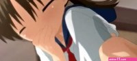 Shy anime girl licks a massive cock and gets stretched with it