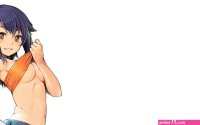ass bakemonogatari bandage black hair blush breasts brown eyes kanbaru suruga long hair monogatari series no bra piro orip shorts third-party edit underboob white