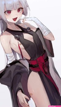 zombie ke blue archive yabuki shuro bandages bandaid halo japanese clothes loli no bra pasties pointy ears