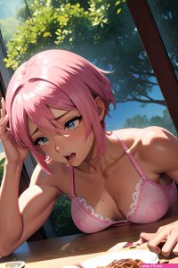 Anime Muscular Small Tits 18 Age Orgasm Face Pink Hair Pixie Hair Style Dark Skin Watercolor Tent Side View Eating Lingerie 3677481139111953273