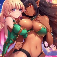 Sexy big boob girl humping a black elf girl with a by epicgyatliker on DeviantArt