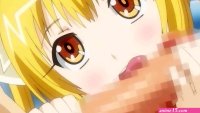 Cute anime catgirl blows a guys cock and then slurps up the cum