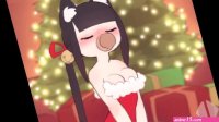 Christmas Cat Girl sucking cock and drinking sperm