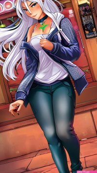 Porn image of perfect body mid-length hair seduction jeans anime russian white hair created by AI