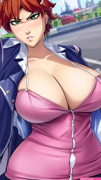 Porn image of woman anime street short big hips angry 30 created by AI