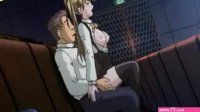 Schoolgirl fucks her bodyguard while watching a movie in the theater