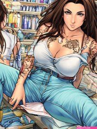 Porn image of messy hair anime indifferent look woman big cock latina 40 created by AI