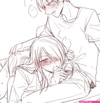 fafnir maidragon takiya makoto kobayashi-san chi no maidragon 2boys blush deepthroat fellatio glasses hair over one eye licking licking penis long hair multiple boys oral penis pince-nez reentea short hair sitting smile