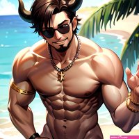 Naked Penis Dick Abs Atlas Vos Bara Beach Bracelet Brown Eyes Brown Hair Bulge Collarbone Commission Cow Horns Solo 1guy 1138139315