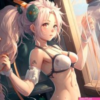 Cute anime girl with hot body Stock Illustration