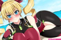 claire harvey hundred light novel armband bare shoulders beach blonde hair blue eyes breasts drill hair earrings huge breasts jewelry solo twin drills