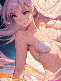 Body positive elegant poster. Beautiful seductive anime girl. Nude sensual female anime character 1 Jigsaw Puzzle by Mounir Khalfouf