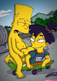 Bart Simpson bangsNikki right on a skateboard!