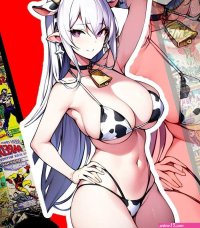 Sexy Anime Girl Sticker Silver Hair Cow Girl Bikini 4 Inch Waterproof