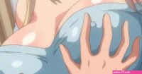 Busty anime girl gets massive cock between her tits and inside pussy