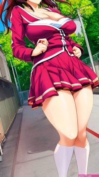 Porn image of big tits angry cheerleader anime babe japanese woman created by AI