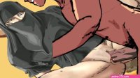Egyptian Arab Niqab girl gets fucked in desert Huge creampie Cartoon animation