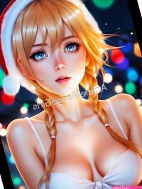 Sexy Anime Manga Waifu Girl in Christmas Erotic Outfit nice big boobs big tits nude christmas lights senpai otaku kawaii hentai lewd Postcard for Sale by AnimeMangaGirls