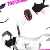 Pet play Set Half Face Dog Hood Mask Slave Bondage Muzzle Mask Collar Tail Bdsm