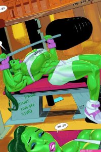 Porn comic SheHulk Pumping Iron. MeinFischerArt. Sex comic busty brunette Woman