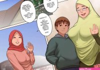 Porn comic At the Grandmas. Chapter 1. Hijabolic. Erotic comic MILF who aroused