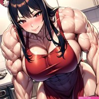 Muscle girl in naked apron ai 2 by Lyramuna on DeviantArt