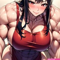 Muscle girl in naked apron ai 2 by Lyramuna on DeviantArt