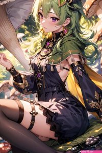 AI generated genshin impact collei hentai pictures about greenhair purpleeyes