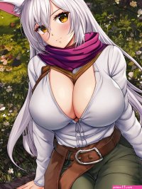 Porn image of serious full shot fantasy armor anime muscular daisy dukes woman created by AI