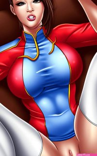 Porn image of white slutty hair bun nude comic big tits bodybuilder created by AI